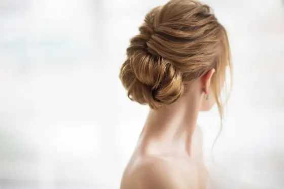 Soft low chignon updo