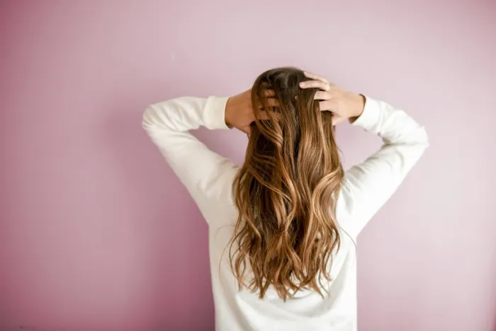 Soft caramel balayage color from behind